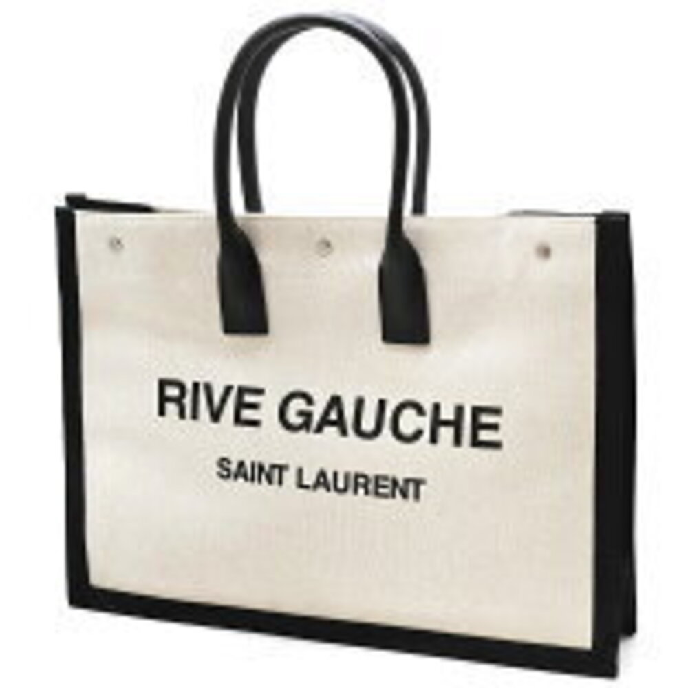 Saint Laurent Yves Paris Cabas Rive Gauche Tote Bag White Black